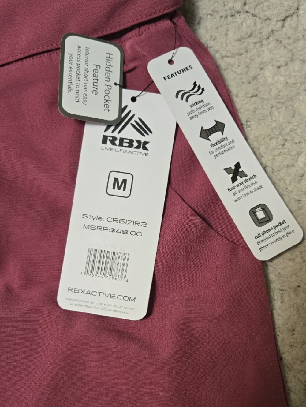 RBX Rose-Mauve Performance Skort with Hidden Pocket - Picture 2 of 4